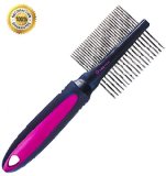 Shed Ninja Double Sided Grooming Comb Stainless Steel Shedding Brush for Pets Dogs Cats Comfortable Rounded Pins Comfort Grip Handle Shedding Rake Grooming Tool Soothing Massage for All Breeds Textures