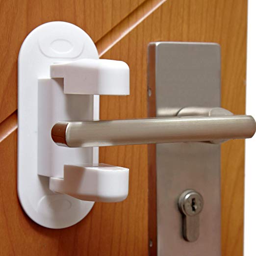 Door Lever Lock (2 Pack) - COZILIFE Door Handle Child Proof Lock with Super Adhesive, Door Locks for Child Safety, Kraft Box Package.