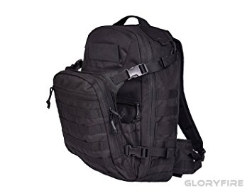GLORYFIRE Tactical Backpack Military Venture Pack Assault Bag for Outdoor Hiking Camping Trekking Hunting Black
