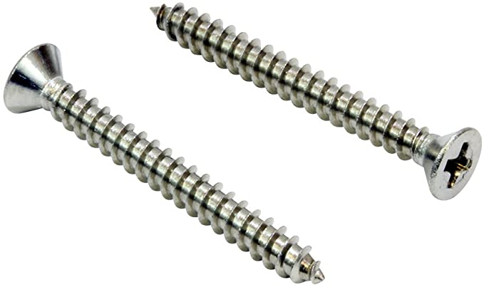 #4 x 1" Stainless Flat Head Phillips Wood Screw, (100 pc), 18-8 (304) Stainless Steel Screws by Bolt Dropper