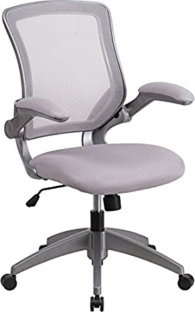 Silkeborg Mid-Back Grey Mesh Swivel Home/Office Task Chair w/Flip-Up Arms