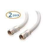 Cable Matters 2-Pack CL2 In-Wall Rated CM Quad Shielded RG6 Coaxial Patch Cable in White 25 Feet