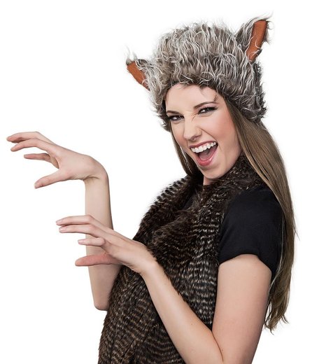 Kangaroo Furry Wolf Hat - One Size