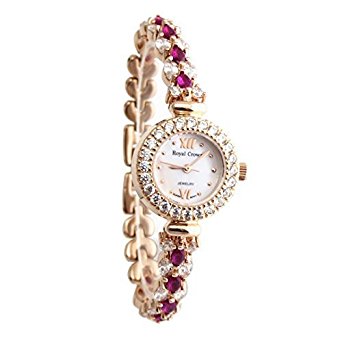 Royal Crown Women's Luxury Wrist Watches Jewelry Bracelet Watch Band RCRGPKXBP