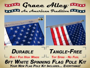 Flag Pole Kit Includes Tangle Free Flagpole - Flag Pole Bracket and American Flag Made in USA