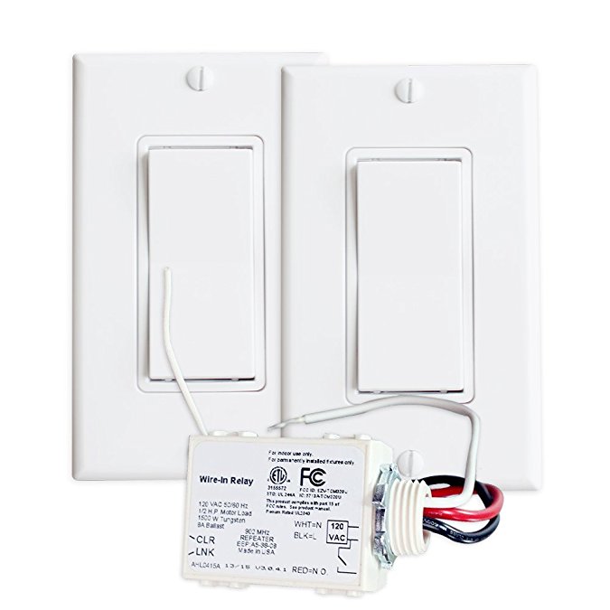 RunLessWire 3-Way Wireless Switch Kit: Control a light source from two separate points with real light switches. No pulling wires, ripping out walls, or dealing with complex wiring configurations.