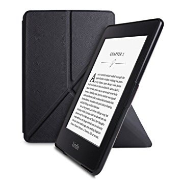 Taslar(TM) Kindle Paperwhite Origami Case - The Thinnest and Lightest Leather Cover for All-New Amazon Kindle Paperwhite (Fits All versions: 2012, 2013, 2014 and 2015 New 300 PPI), Black