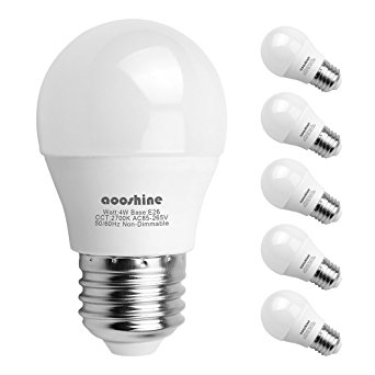 LED Globe Light Bulbs 40 Watts, Aooshine 4 Watt Soft White 2700K LED Bulb, E26 Medium Screw Base 400 Lumens A15/G45 shape Decorative Edison Home Lighting Non-Dimmable (Pack of 6)