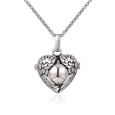 Mexican Bola Harmony Chime Ball Angel Caller Pregnancy Locket Pendant Necklace Women Gifts 30"