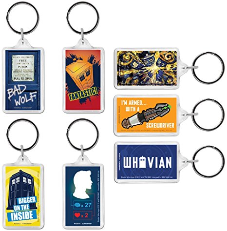Doctor Who Keyrings Set (7) TV Television Show Keychains