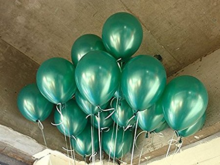 Lokman 12" Dark Green Latex Metallic Balloons 100 Per Unit (Dark Green)