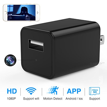 Hidden Spy Camera WiFi USB Wall Charger 1080P Wireless AC Adapter Home Security Camera Video Recorder with Motion Detection, App Control for iPhone, iPad, Android, Samsung Galaxy and More