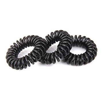 Log10® 25 x Spiral Plastic Elastic Hair Bands Black Small 2.5~2.7 cm (Ships from Canada)