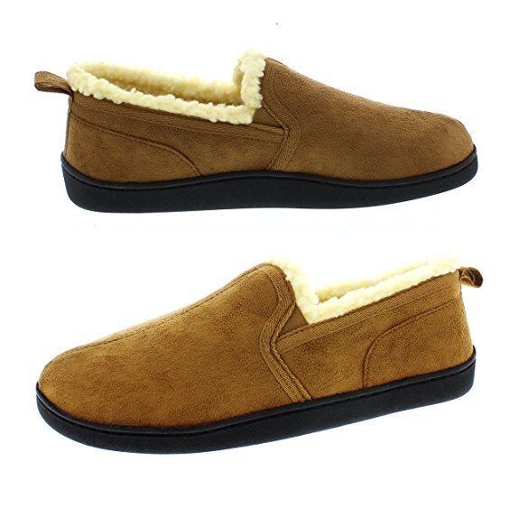 Gold Toe Norman Memory Foam Men's Slippers Warm Sherpa Fleece Lined House Shoes Casual Slip On Loafers
