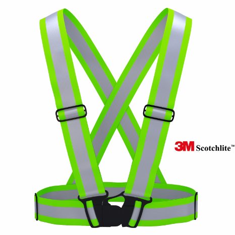 3M Scotchlite Reflective Vest for Outside Sports such as Running, Cycling, Walking and Hiking - Elastic, Lightweight, Adjustable and High Visibility of up to 1000 feet
