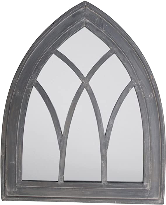 Esschert Design WD11 66 x 5 x 80cm Wood and Glass Mirror Gothic Wash - Grey