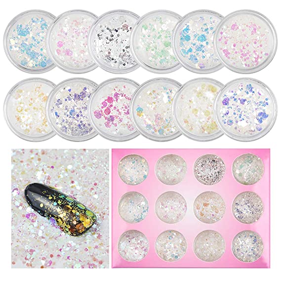 Sindy Nail Art Glitter Chunky Sequins Iridescent Mermaid Flakes Ultra-thin Tips Colorful Mixed Paillette For Hair