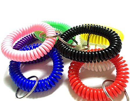Happyi 8pcs Colorful Soft Coil Stretch Wristband Keychain for Gym, Pool, Id Badege