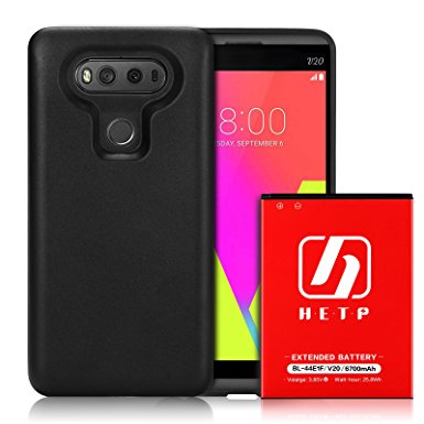 LG V20 Extended Battery HETP [6700mAh] Replacement Li-ion Battery with Soft Cover Case for LG V20 BL-44E1F H918 H910 H990 VS995 LS997 / Extra 2.3X Battery Power Life-18 Month Warranty