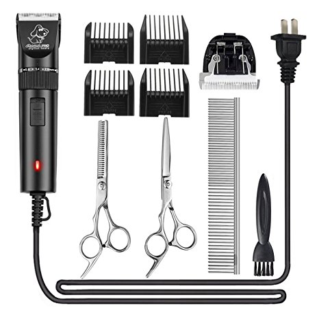 Pet Grooming Clippers, Focuspet Professional Corded 2.8 Meter 12V Motor Low Noise Dog Grooming Clippers Kit Hair Trimmers Set at Home for Small Medium Large Dogs Cats Other Animals (Oil not included)