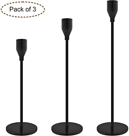 Taper Candle Holders Black Table Decorative Candlestick Holder for Wedding Dinning Party Candle Holders for Taper Candles Metal Candle Stand Metal Candelabra Fits 3/4 Inch Slim Candles & Led (Black)