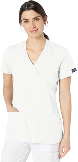 CHEROKEE Womens Workwear Core Stretch Mock Wrap Scrubs Shirt Medical Scrubs