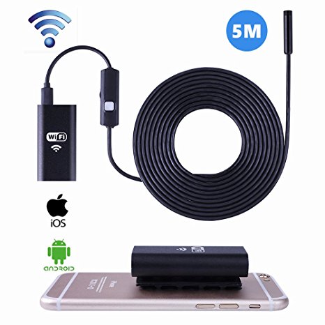 Wireless Endoscope, Sinstar Wifi Borescope with 8mm Lens 6 LED Waterproof Endoscope Inspection Camera Endoscopic Tube and Software for Iphone IOS/Android/Smartphone/PC (3.5M)
