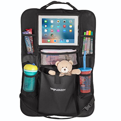 Car Seat Organizer - Backseat Organizer with Tablet Holder for Babies Kids Toddlers and Adults - Durable Easy to Clean Kick Mat - Back Seat Protector Fits Most of the Vehicles - Great Travel Storage