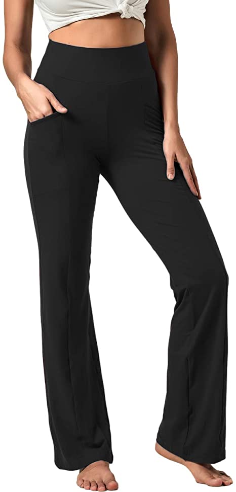 FITNEXX Women's Bootcut High Waist Yoga Pants Flare Workout Bootleg Pant Ultra Soft Tummy Control Trousers with Pockets