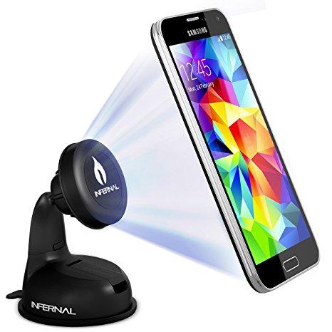 Magnetic Car Phone Holder | Infernal Innovations® | iPhone Car Mount | FREE GIFT 75MM Adhesive Disk | Dashboard Windshield Cradle | Samsung Galaxy S6 S5 S4 S3, Note 4 3, iPhone 6 & Plus 5S 5C 4S, Nexus 6p 6 5, HTC One