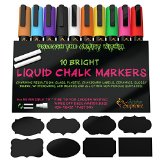 Liquid Chalk Markers Unique Bundle 10 charming Paint Pens  8 Chalkboard Labels - Fine Chisel and Bullet Tip for each wet Pen Marker