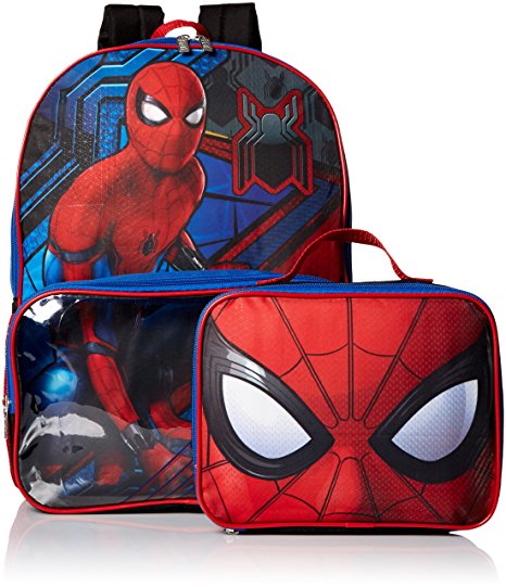 Marvel Boys' Spiderman Backpack with Lunch Window Pocket