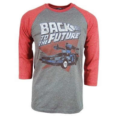 Back To The Future Red and Blue Adult Soft Raglan T-Shirt