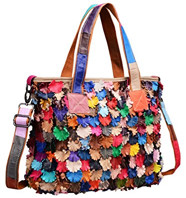 Heshe Womens Multi-color Shoulder Bag Hobo Tote Handbag Cross Body Purse