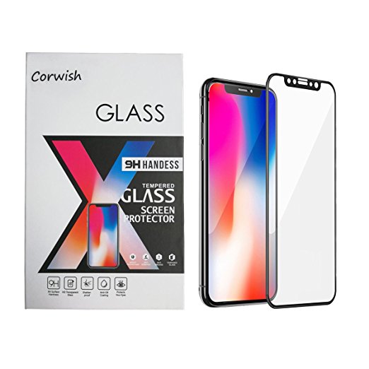 Apple iPhone X Screen Protector, 9H Hardness Anti Scratch 3D Touch Case Friendly Full Coverage Tempered Glass Protective Film Cover for iPhoneX / iPhone 10 (Black)