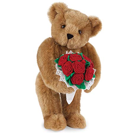 Vermont Teddy Bear - Classic Teddy Bear with Red Velvet Roses, 15 inches tall, Made in the USA