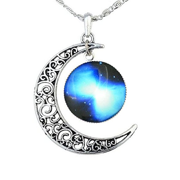 FANSING Galaxy Necklace Mothers Day Gifts Crescent Star Galactic Cosmic Moon Charm Necklaces