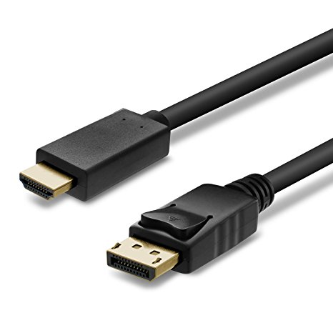 GearIT Gold Plated DisplayPort to HDMI HDTV Cable 10 Feet (DP to HDMI) 1920x1200 / 1080P Full-HD 28 AWG, Black
