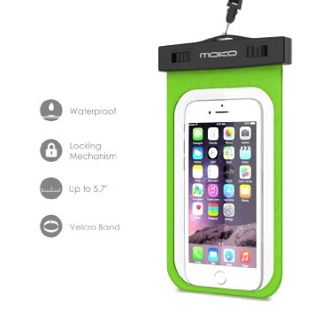 Waterproof Case MoKo Universal Waterproof Case With Armband and Neck Strap for iPhone 5se  6s Plus  6 Plus  6s  6  5s Galaxy S7  S7 Edge Also fits devices up to 57 inch - IPX8 Certified GREEN