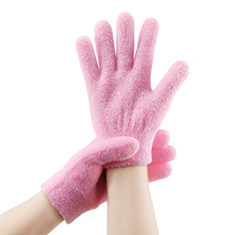 Moisturizing Gloves Happon Moisturizing Gel Spa Gloves For Repairing and Softening Dry Cracked Hand Skins Care Silicone Oil Gel Gloves Pink