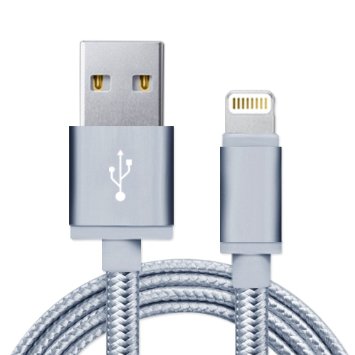DBPOWER Apple MFi Certified iPhone charger Nylon Braided USB Cable for iPhone 66s Plus 5s 5c 5 iPad Pro Air 2 iPad mini 4 3 2 iPod touch 5th gen  6th gen  nano 7th gen 1M Silver