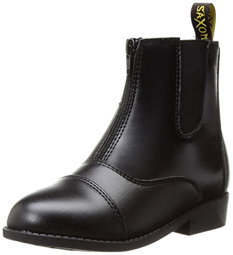 Saxon Girls Equileather Zip Front Boots, Black, Child Size 10