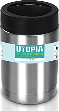 Utopia 12oz Stainless Steel Double Wall Insulated Can Cooler - No Sweat Exterior - Easy to Clean - by Utopia Home