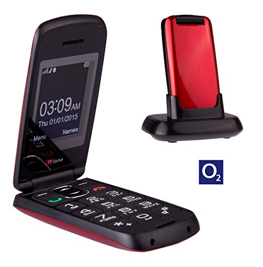 TTfone Star Big Button Simple Easy To Use Clamshell Flip Mobile Phone with O2 Pay as You Go - Red