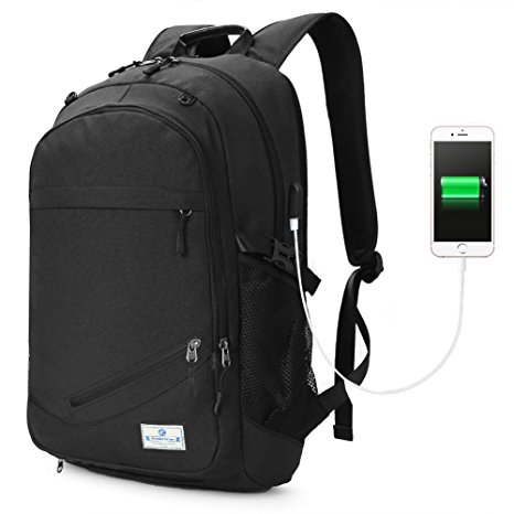 Koolertron Business Laptop Backpack with USB Charging Port,Removable Basketball/Football Mesh College Laptop Bag Satchel School Bag