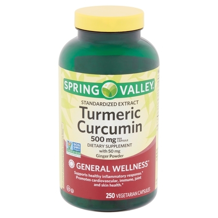 Spring Valley Standardized Extract Turmeric Curcumin Vegetarian Capsules, 500 mg, 250 count