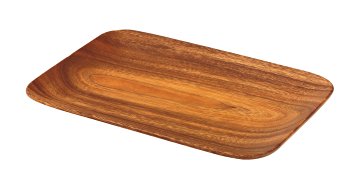 Pacific Merchants Acaciaware 10.5- by 7.25- by .75-Inch Acacia Wood Rectangle Serving Tray