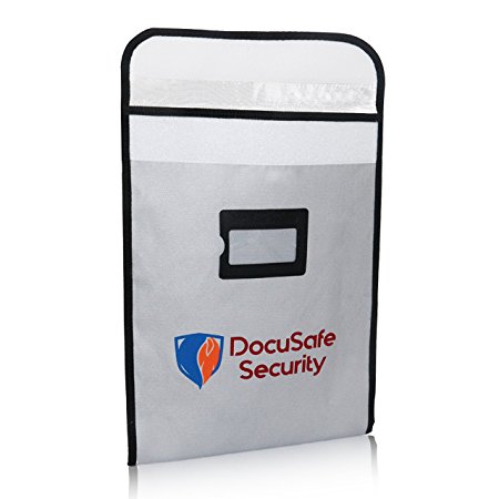 Fireproof Money Bag (15"x 11") Fire Resistant Envelope By DocuSafe Security - Fire & Water Resistant Cash & Envelope Holder -Velcro Closure For Maximum Protection