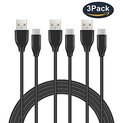 USB C Cable, Xcords USB Type C Cable 3 Pack 6ft Fast Charger Cord (USB 2.0) for Galaxy S8(Plus), LG G6 G5, Google Pixel XL, Nintendo Switch, Nexus 6P, Macbook12" and More Black
