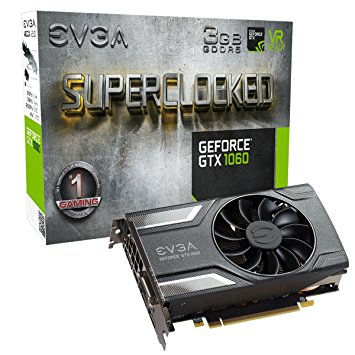 EVGA GeForce GTX 1060 3GB SC GAMING, ACX 2.0 (Single Fan), 3GB GDDR5, DX12 OSD Support (PXOC), Only 6.8 Inches Graphics Cards 03G-P4-6162-KR